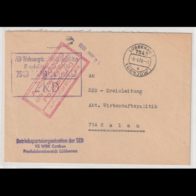 ZKD-Brief mit rotem Kastenstempel "Aushändigung als normale..."